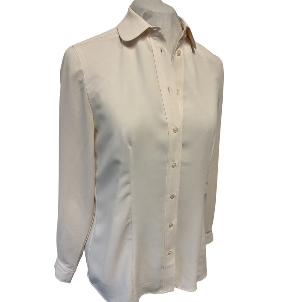 Anne Klein Womens Long-Sleeve Button-Up Shirt Ivory White Size 4 - Picture 2 of 4